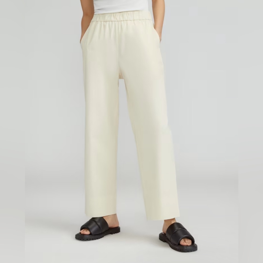 EVERLANE The Easy Pant Straight/Wide Leg Cream Color Organic Cotton Women medium